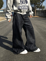 Nodric Slub Wide Flare Denim Pants