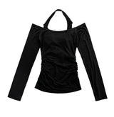Drape Cowl Neck Halter Off-Shoulder