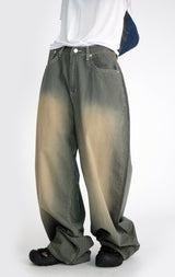 stripe brown washing pants