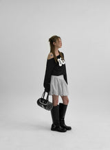 [MADE] Ferryty Boat Neck Printing Crop Long Sleeve T-shirt