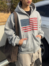 US クロップヴィンテージフードジップアップ (No.858)