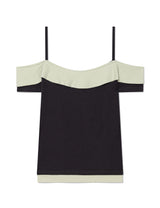 BUTTON CONTRAST OFF-SHOULDER(CHARCOAL)