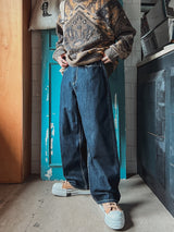 Coil wide raw denim pants