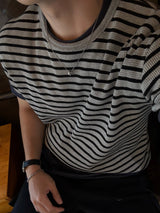 Vine sripe waffle short sleeve