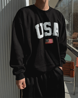NOCELCOZY Applique USA Oversized Fit Sweatshirt 2 colors