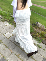  Garden Ethnic Lace Bustier & Long Maxi Skirt 2PCS SET (Ivory)