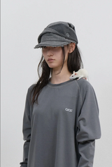 Scarf Veil Wool Cap / Grey