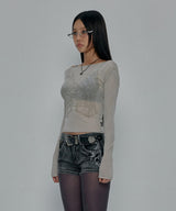 コルセットシアーロングスリーブ_ベージュ