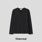 デリマッスルフィットヘンリーネック長袖Tシャツ