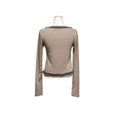(3color) Lace Slit Warmer Cardigan