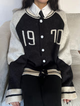 [UNISEX] 1970 バーシティカラーコンビネーション長袖オーバーフィットニットカーディガン (3 colors)