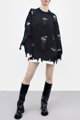 (Unisex) ダミアンレイヤードダメージニット