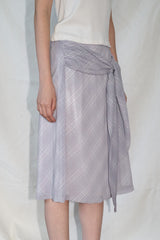 Layered Check Wrap Midi Skirt (Gray)