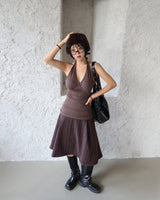 Cubic Halterneck Long Sleeveless