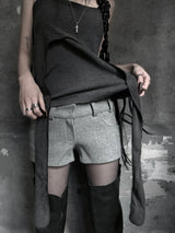 low-rise wool shorts (2color)