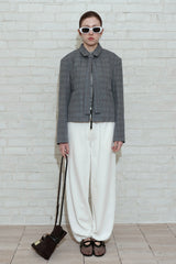 CHECK TAILORED TIE JACKET_BLACK