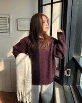 [10% wool] ハグアブルツートーンミックスドモヘアニット