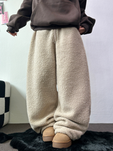 クリームテディシープファーロングパンツ🧸🤎🐑🖤3COLOR