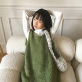 Kissin wool boucle sleeveless layered mini knit dress