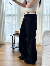 [Unisex] ステッチブーツカットデニムパンツ