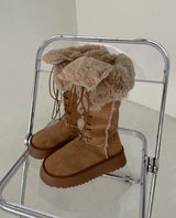 NORDIC FUR LACE-UP BOOTS