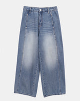 [MADE] Nilon Panel Rivet Wide Denim Pants
