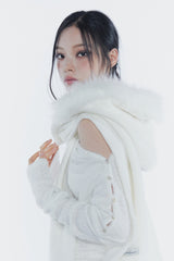 CARRIE HOODED MUFFLER ivory