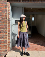 [ORIGINAL] Moel Cancan Check Midi Skirt
