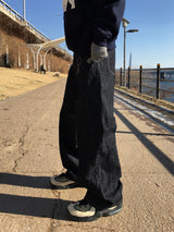 Throw Indigo Embo Washed Denim Pants