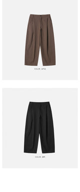 One-tuck cotton wide pants