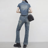 Pias denim cropped shirt