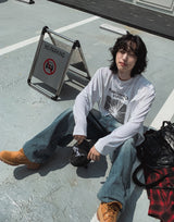 Drain embossed washed balloon denim pants