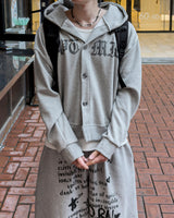 Dark Button Hooded Cardigan