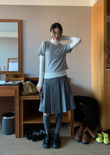  COZY PLEATS MIDI SKIRT