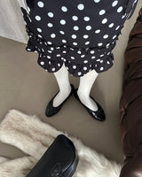 Dot Polka Dot Back Banding Midi Skirt