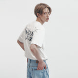 BACK WATER SLOGAN PRINT T-SHIRT (WHITE)
