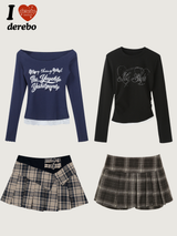 Heart Buckle Preppy Checkered Mini Skirt