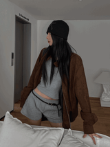 Rio High Neck Button Suede Jacket