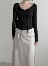 Hoodie Strap V-Neck Tee