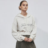 NICOLE SIGNATURE LOGO CROP HOODY_OATMEAL