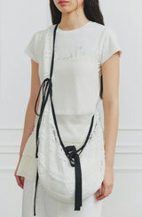 DEW LACE RIBBON BAG white