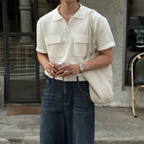 LMN 3D Collar Two-Pocket Henley Short-Sleeve Knit (4 colors)