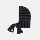 Striped knit balaclava muffler / Black charcoal