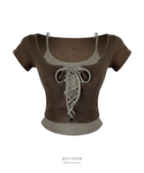Harper lace-up layered top (2color)