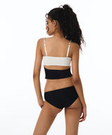 Chain Contrast Tube Top Bikini Bra (White)