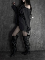 cross stud loose fit long sleeve (2color)