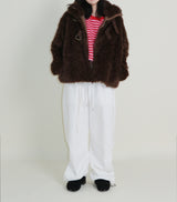 Rachel Two-Belt Detail Short Length Fur Jacket (Lining Quilted)
