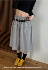 [Unisex] ベルテッドスウェットバミューダパンツ(3color)