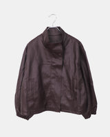 Dumb High-Neck Panel Pocket String Leather Jacket
