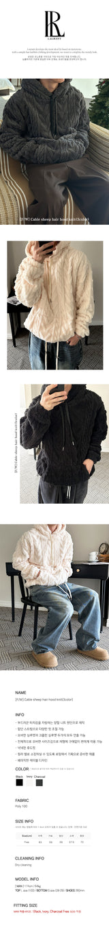 [F/W] ケーブルシープヘアフードニット(3color)